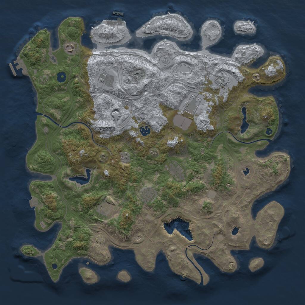 Rust Map: Procedural Map, Size: 4500, Seed: 598536730, 15 Monuments