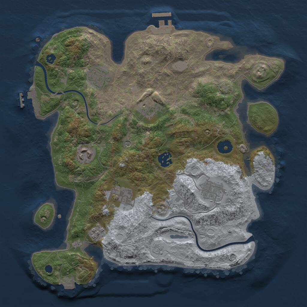 Rust Map: Procedural Map, Size: 3200, Seed: 2011152142, 13 Monuments