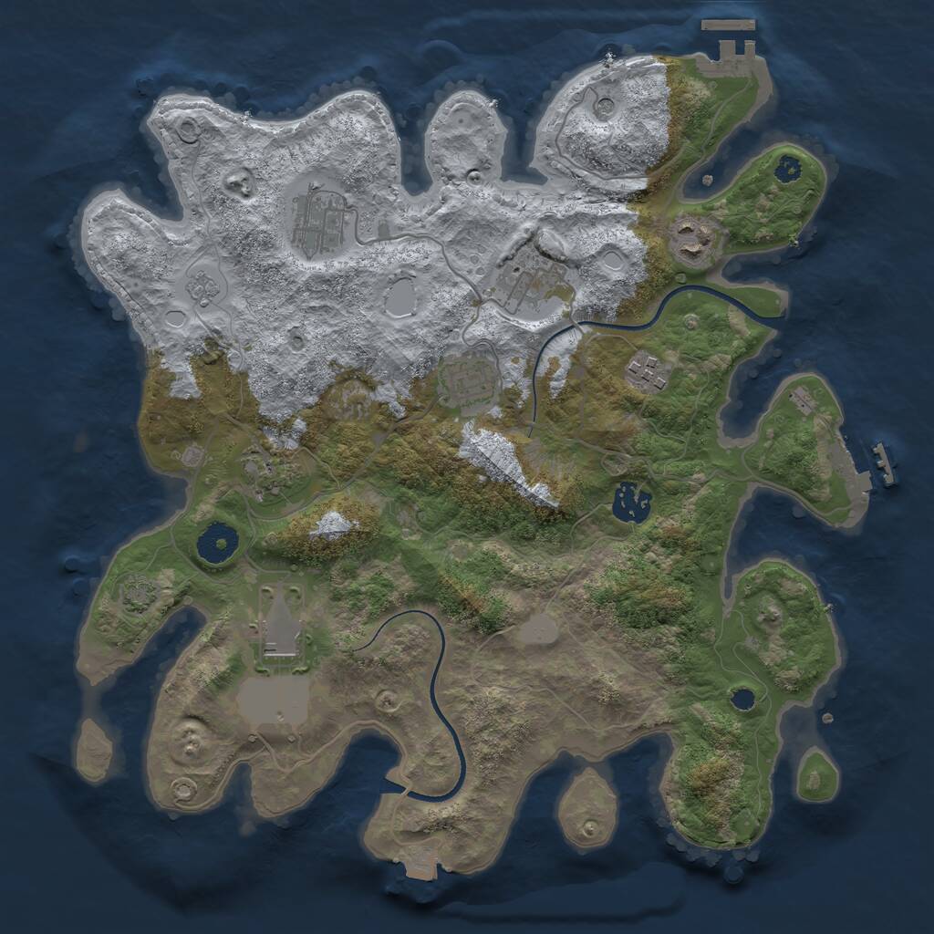 Rust Map: Procedural Map, Size: 3500, Seed: 652193459, 14 Monuments