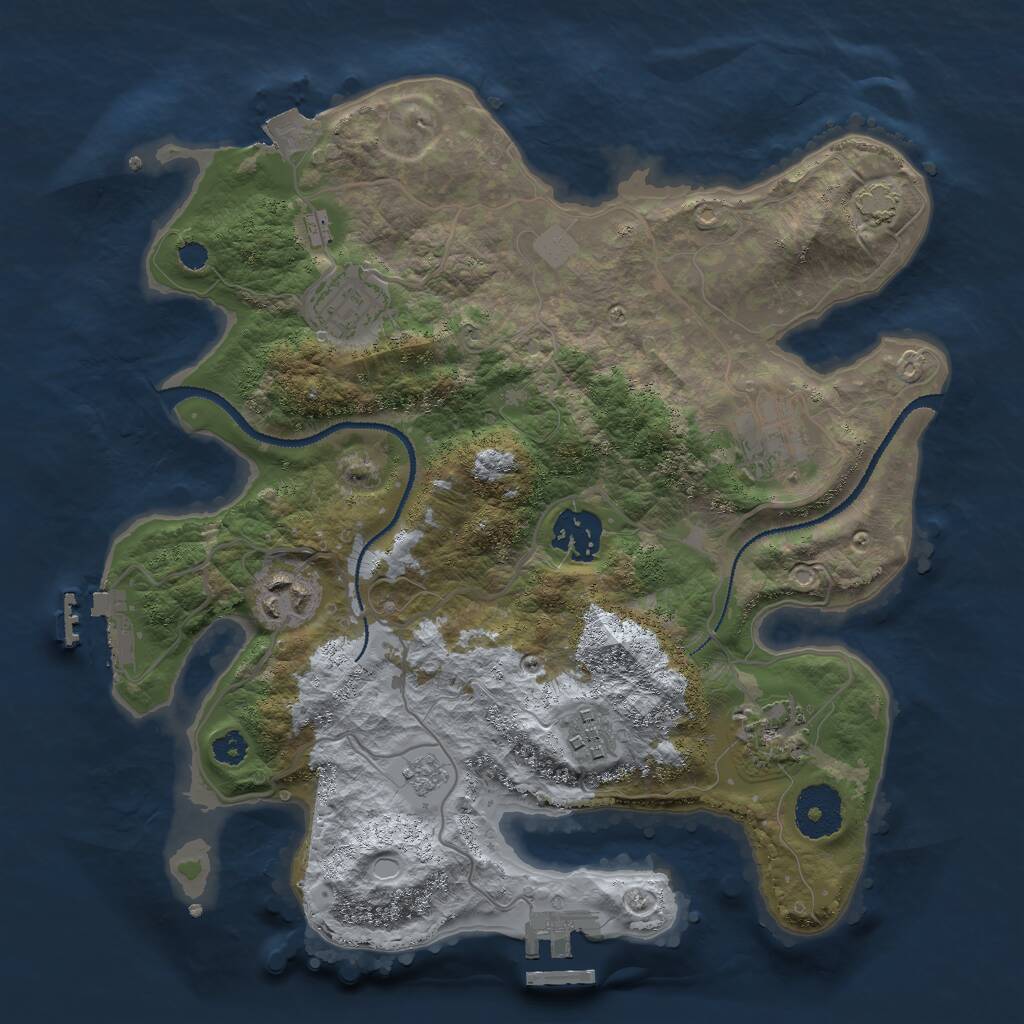 Rust Map: Procedural Map, Size: 3000, Seed: 1198686707, 11 Monuments