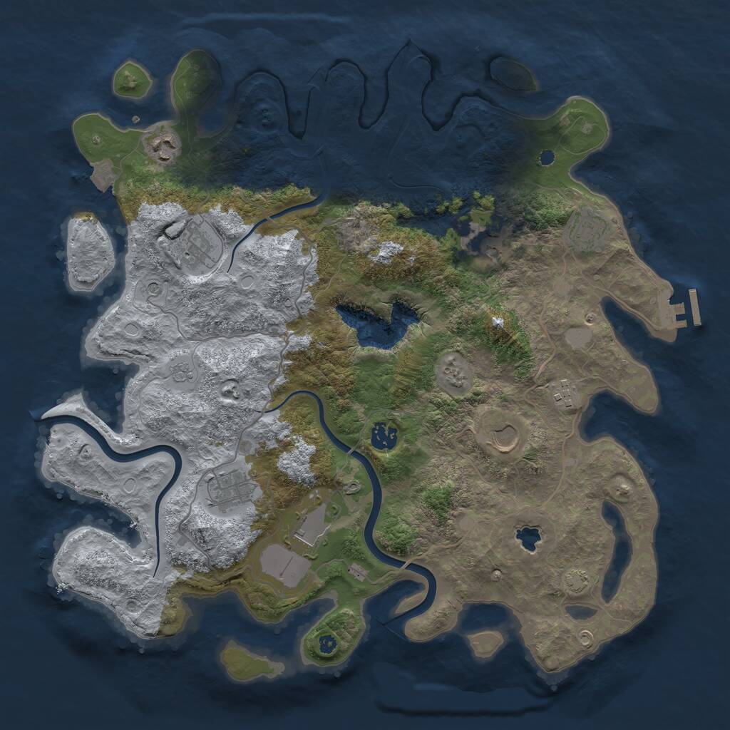 Rust Map: Procedural Map, Size: 4000, Seed: 615374, 14 Monuments