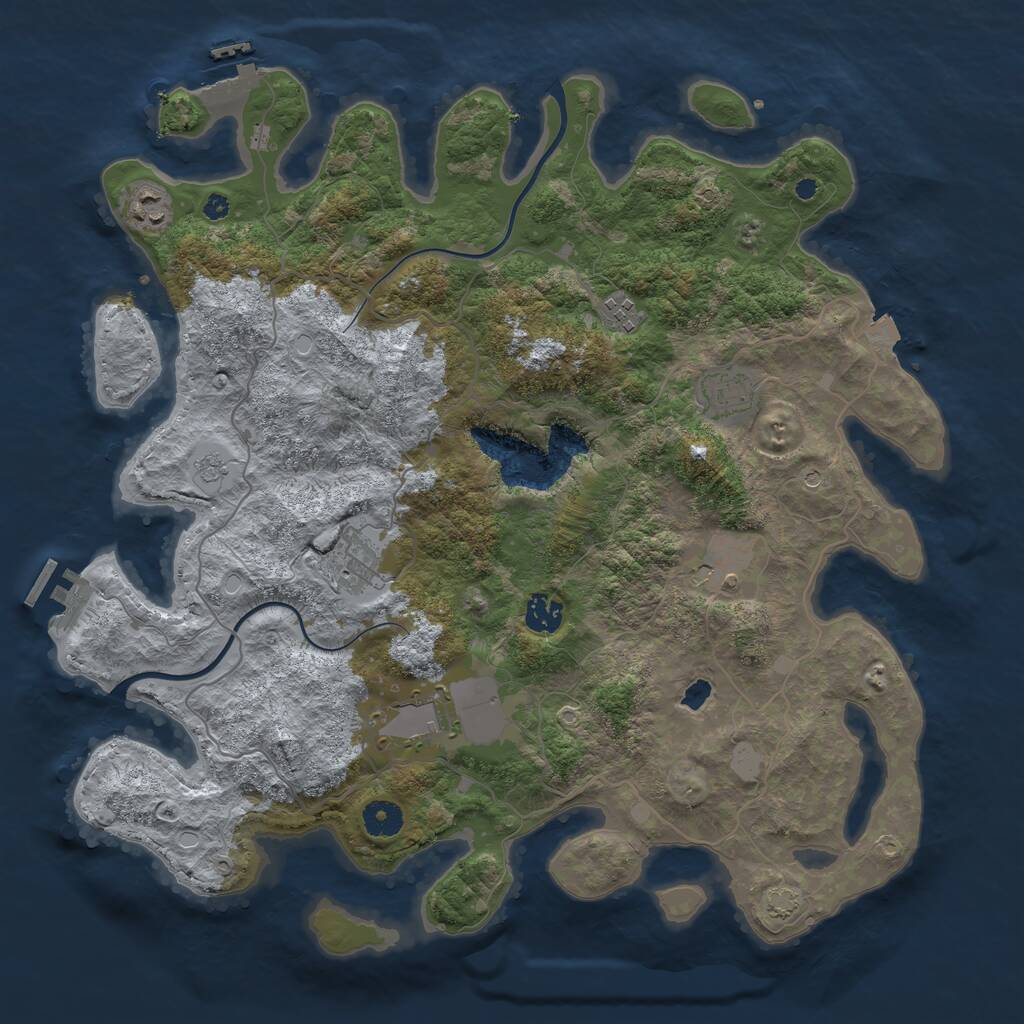 Rust Map: Procedural Map, Size: 4000, Seed: 615374, 13 Monuments