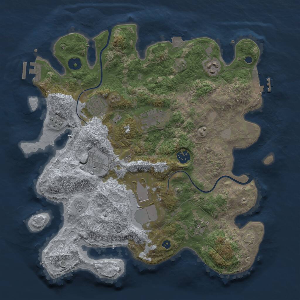 Rust Map: Procedural Map, Size: 3500, Seed: 578338677, 14 Monuments