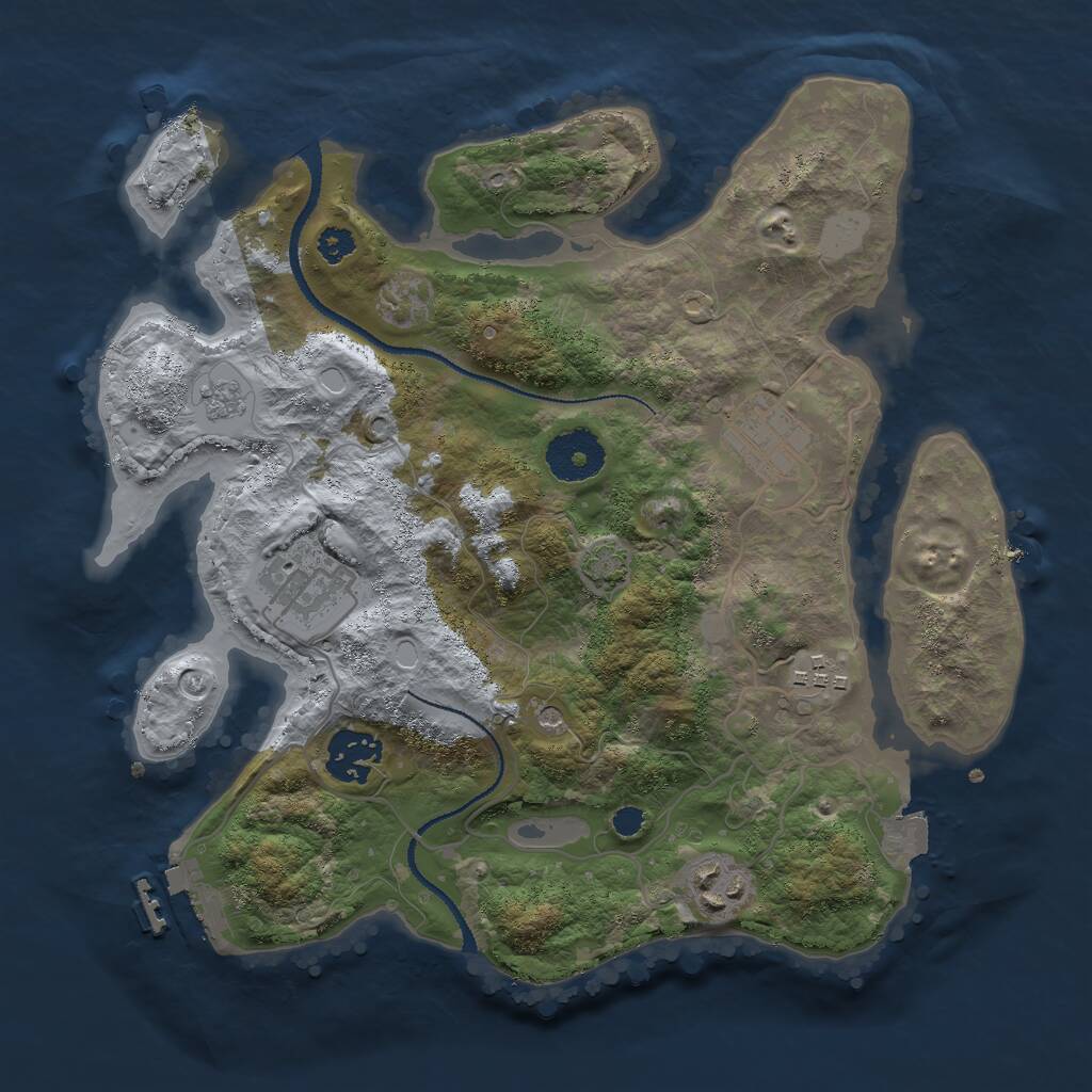 Rust Map: Procedural Map, Size: 3000, Seed: 694148525, 10 Monuments