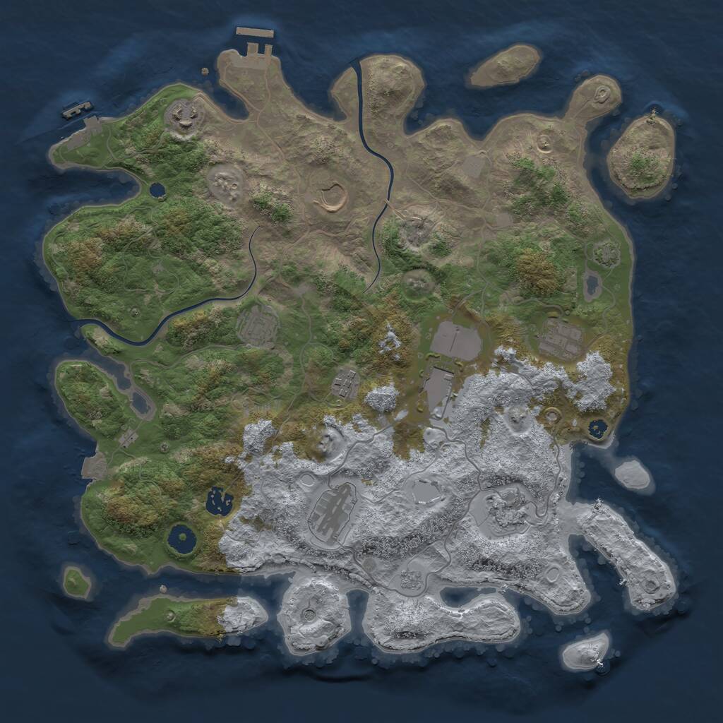 Rust Map: Procedural Map, Size: 3900, Seed: 1496022877, 15 Monuments