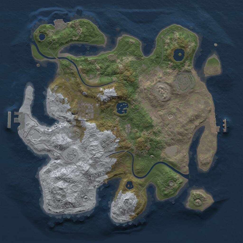 Rust Map: Procedural Map, Size: 3000, Seed: 975898006, 9 Monuments