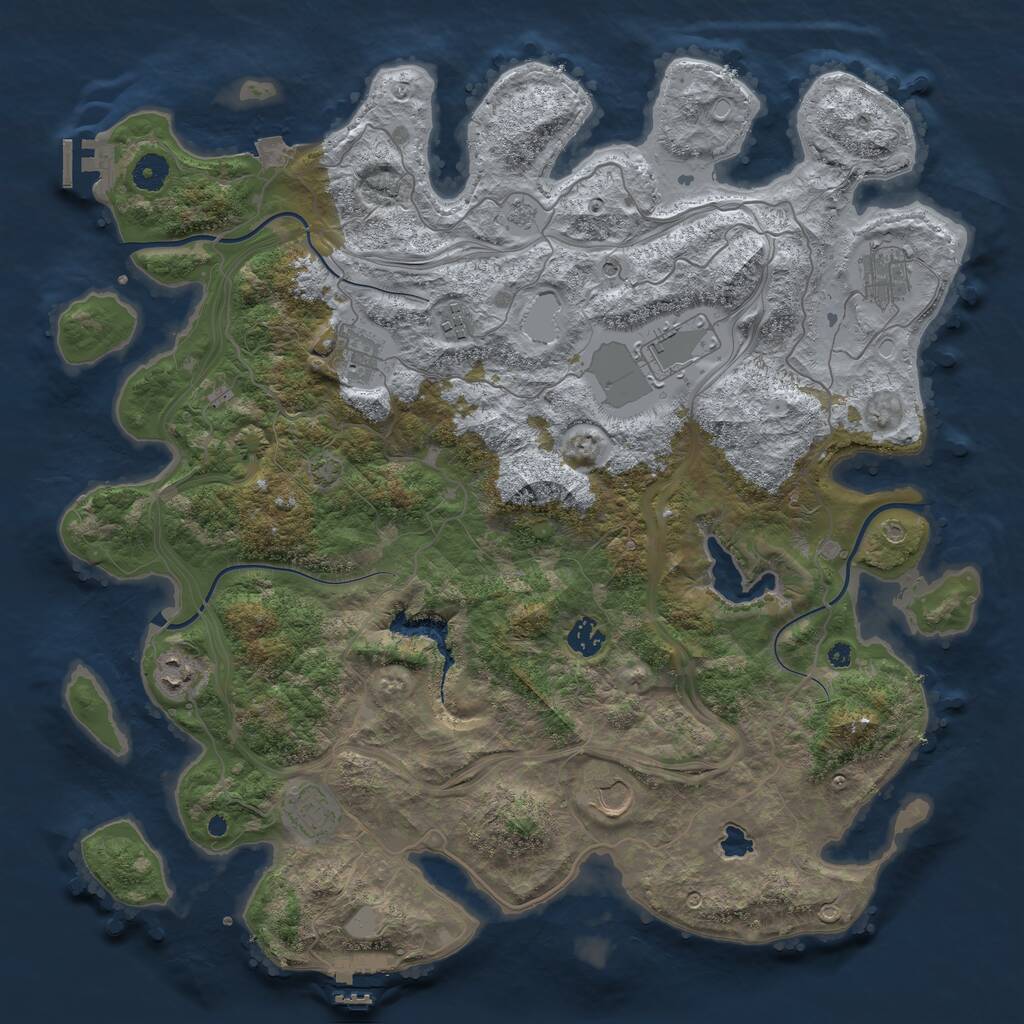 Rust Map: Procedural Map, Size: 4250, Seed: 1104308420, 14 Monuments