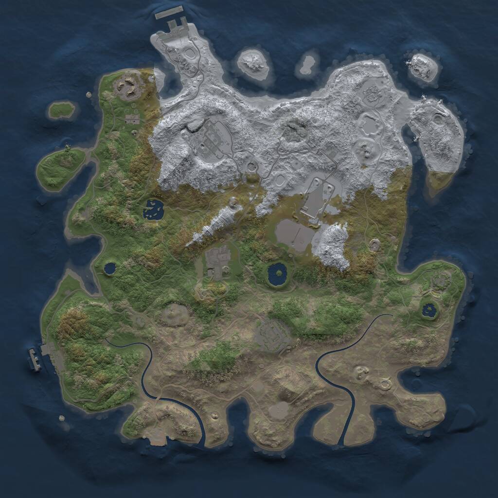 Rust Map: Procedural Map, Size: 3500, Seed: 2024037206, 12 Monuments