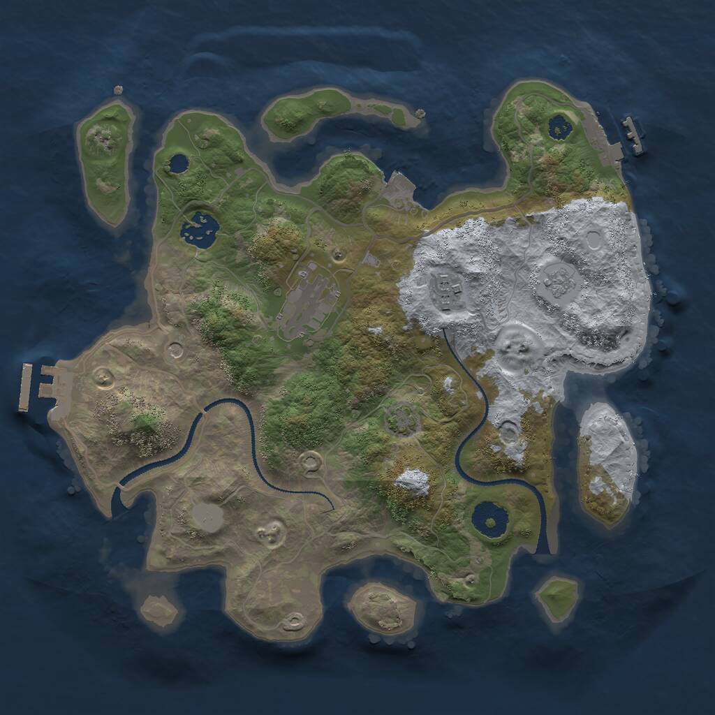 Rust Map: Procedural Map, Size: 3000, Seed: 943713519, 9 Monuments