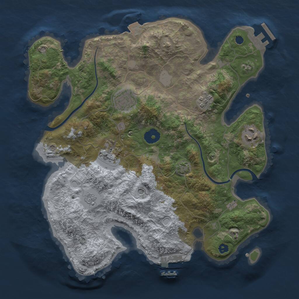 Rust Map: Procedural Map, Size: 3000, Seed: 1567746989, 10 Monuments