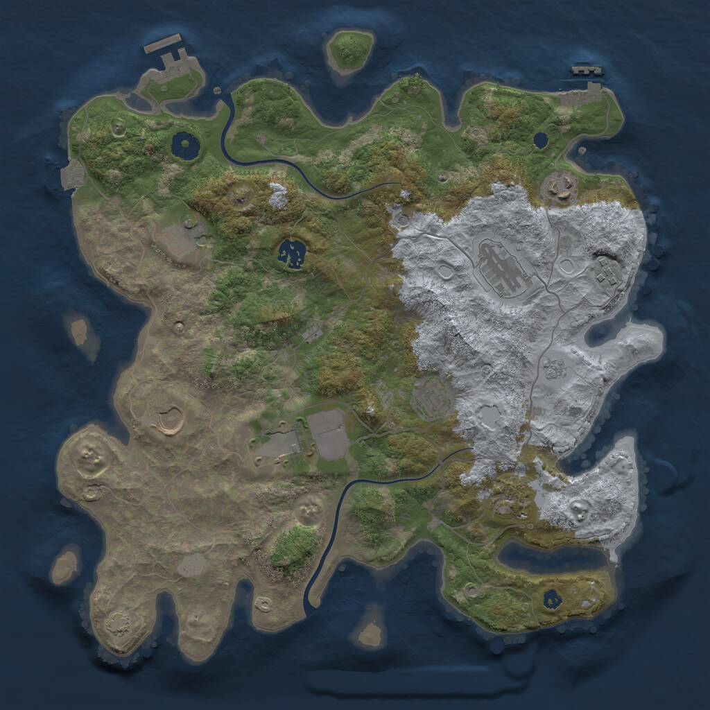 Rust Map: Procedural Map, Size: 3750, Seed: 402623015, 15 Monuments