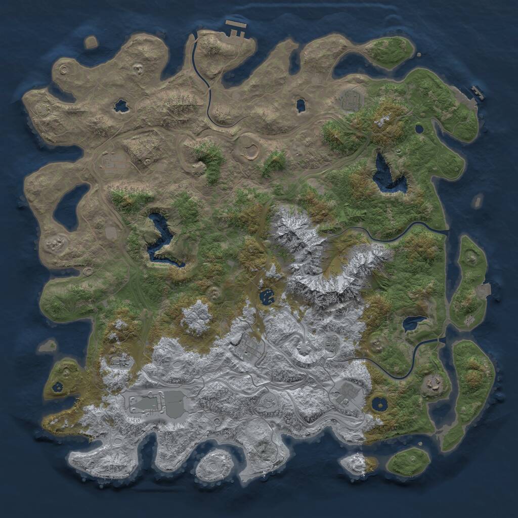 Rust Map: Procedural Map, Size: 5000, Seed: 13465812, 16 Monuments