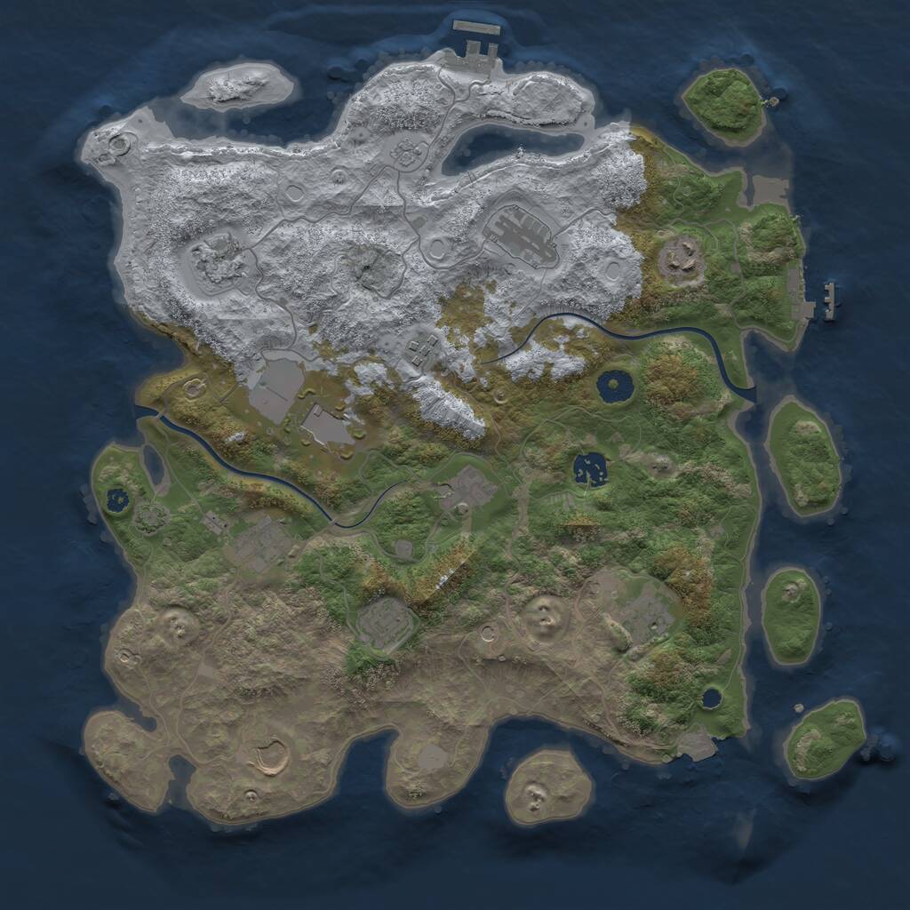 Rust Map: Procedural Map, Size: 3900, Seed: 787603320, 17 Monuments