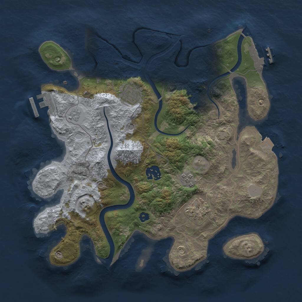 Rust Map: Procedural Map, Size: 3000, Seed: 15131, 10 Monuments