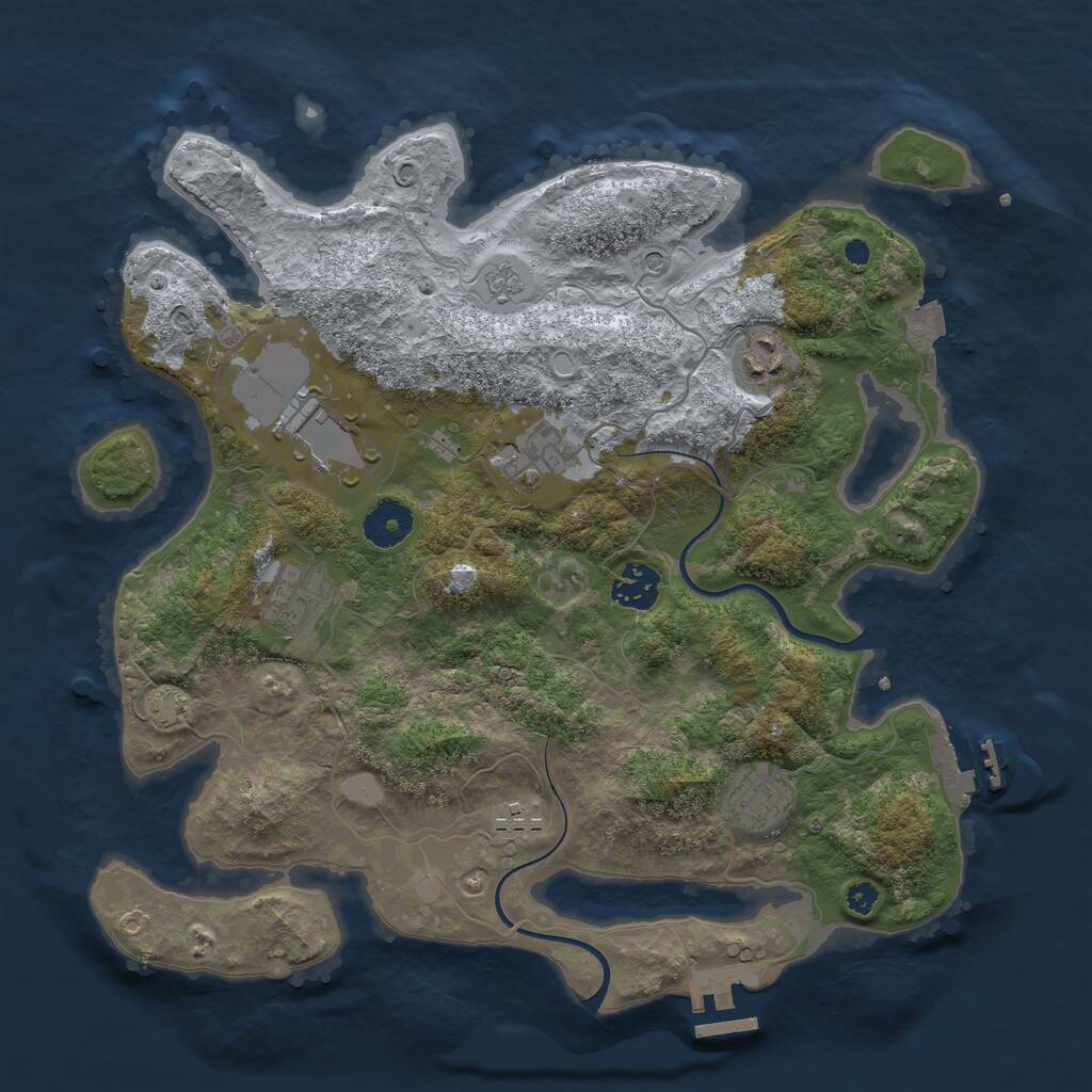 Rust Map: Procedural Map, Size: 3500, Seed: 649220755, 13 Monuments