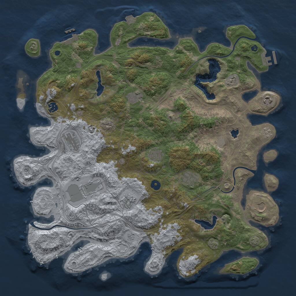 Rust Map: Procedural Map, Size: 4500, Seed: 1977831036, 16 Monuments