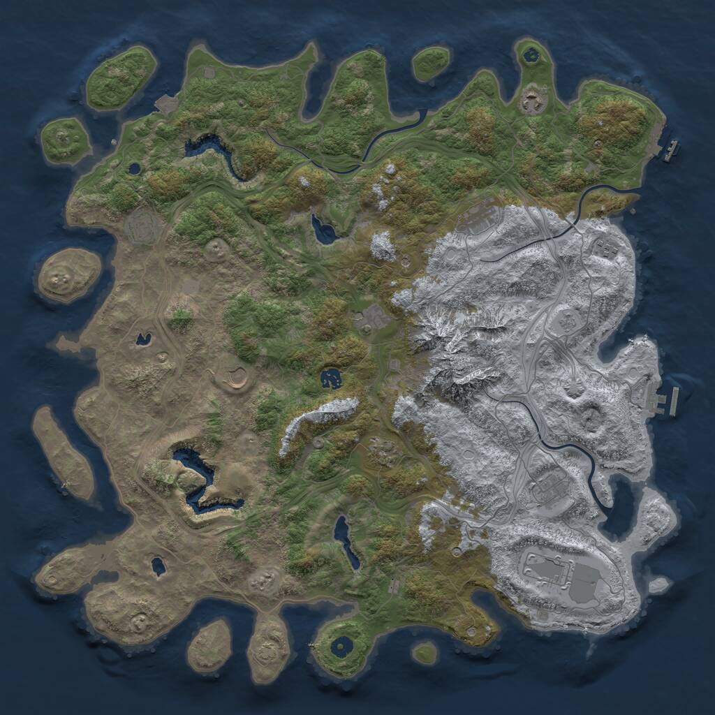 Rust Map: Procedural Map, Size: 5000, Seed: 609294440, 16 Monuments