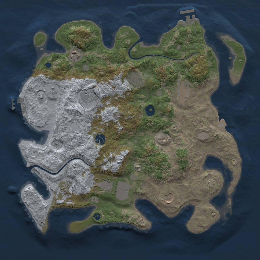 Rust Map: Procedural Map, Size: 3750, Seed: 463437377, 14 Monuments