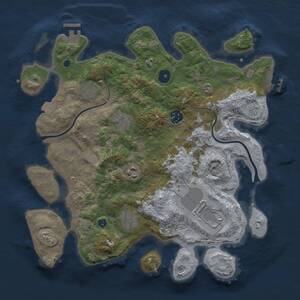 Thumbnail Rust Map: Procedural Map, Size: 3500, Seed: 50135, 11 Monuments