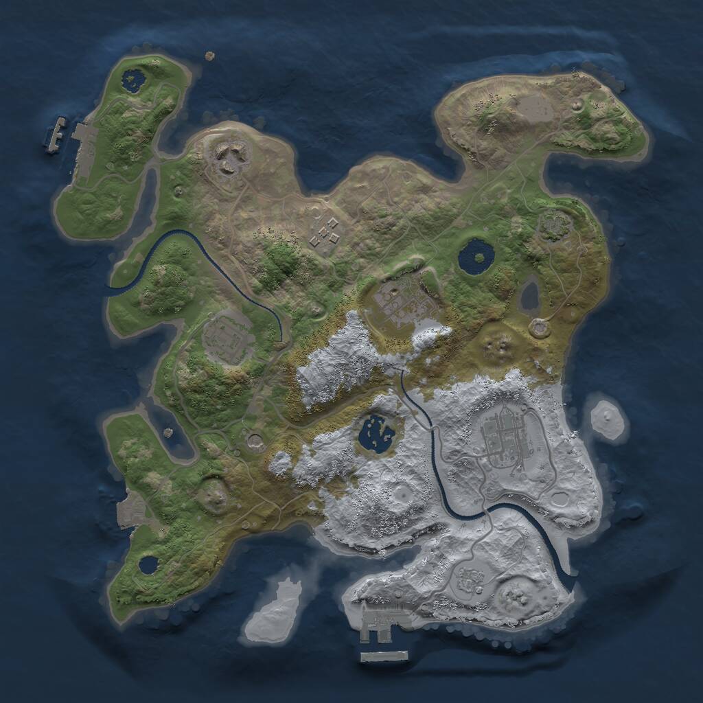 Rust Map: Procedural Map, Size: 3000, Seed: 20594, 12 Monuments