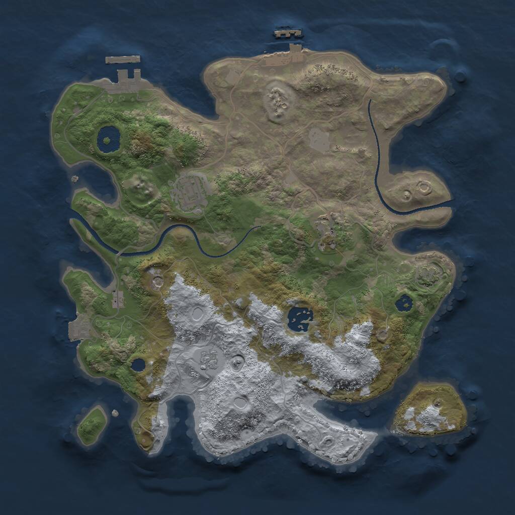 Rust Map: Procedural Map, Size: 3000, Seed: 3894617, 9 Monuments