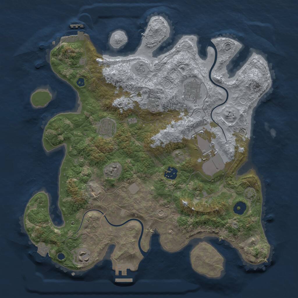Rust Map: Procedural Map, Size: 3500, Seed: 134291521, 12 Monuments