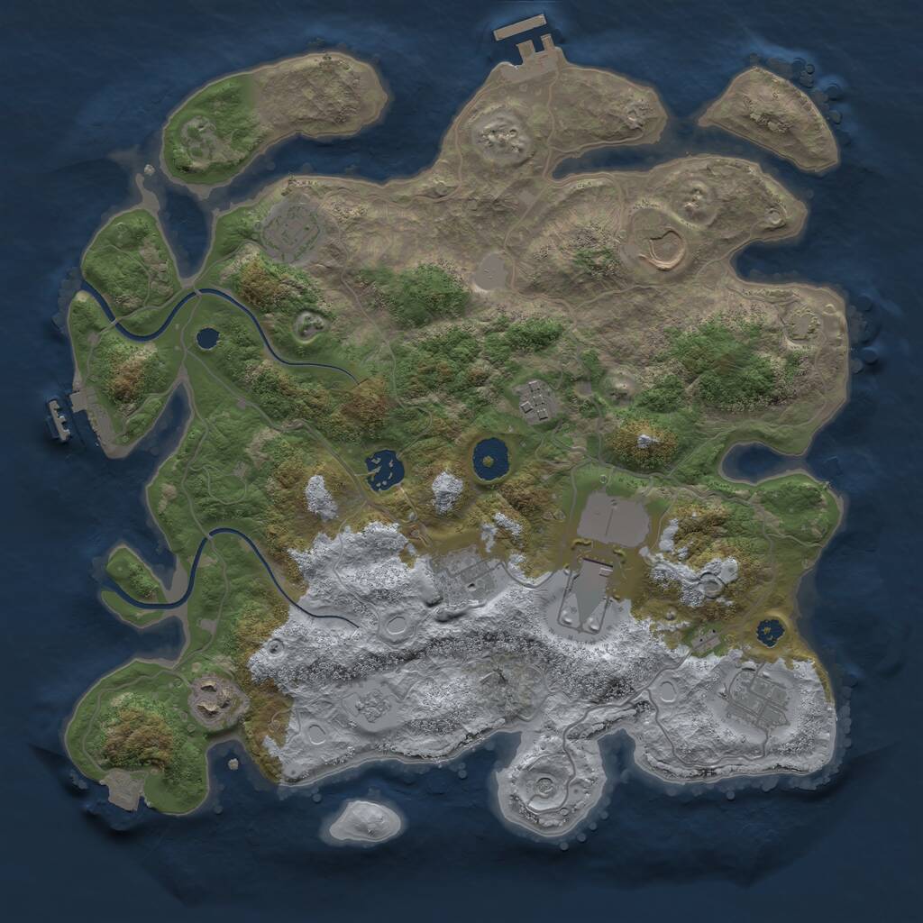 Rust Map: Procedural Map, Size: 3500, Seed: 910933887, 14 Monuments