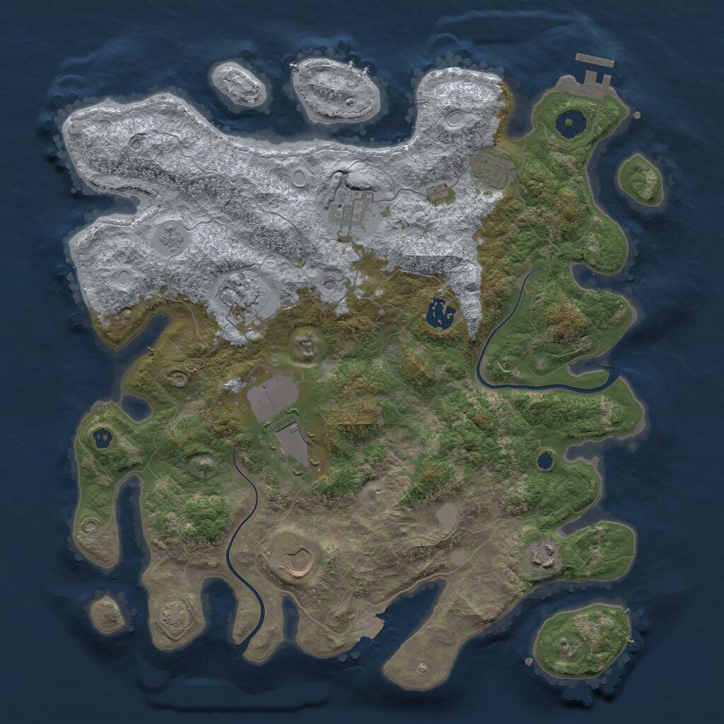 Rust Map: Procedural Map, Size: 3750, Seed: 1398145868, 12 Monuments