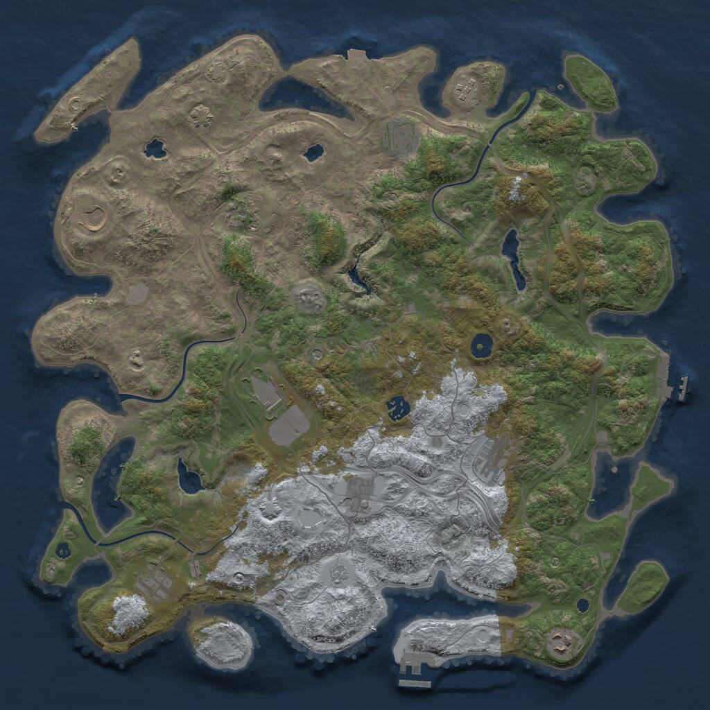 Rust Map: Procedural Map, Size: 4500, Seed: 2000146705, 16 Monuments