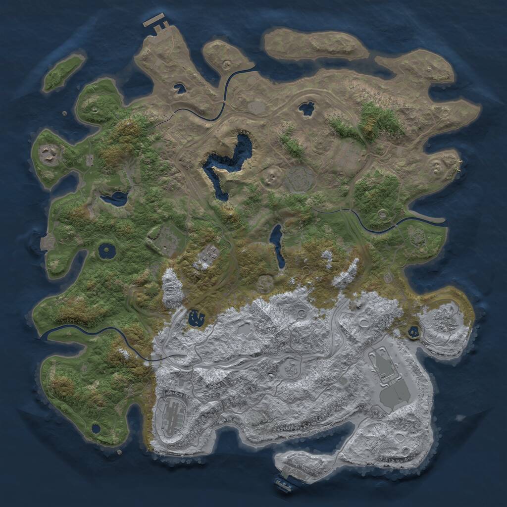 Rust Map: Procedural Map, Size: 4500, Seed: 13681477, 15 Monuments