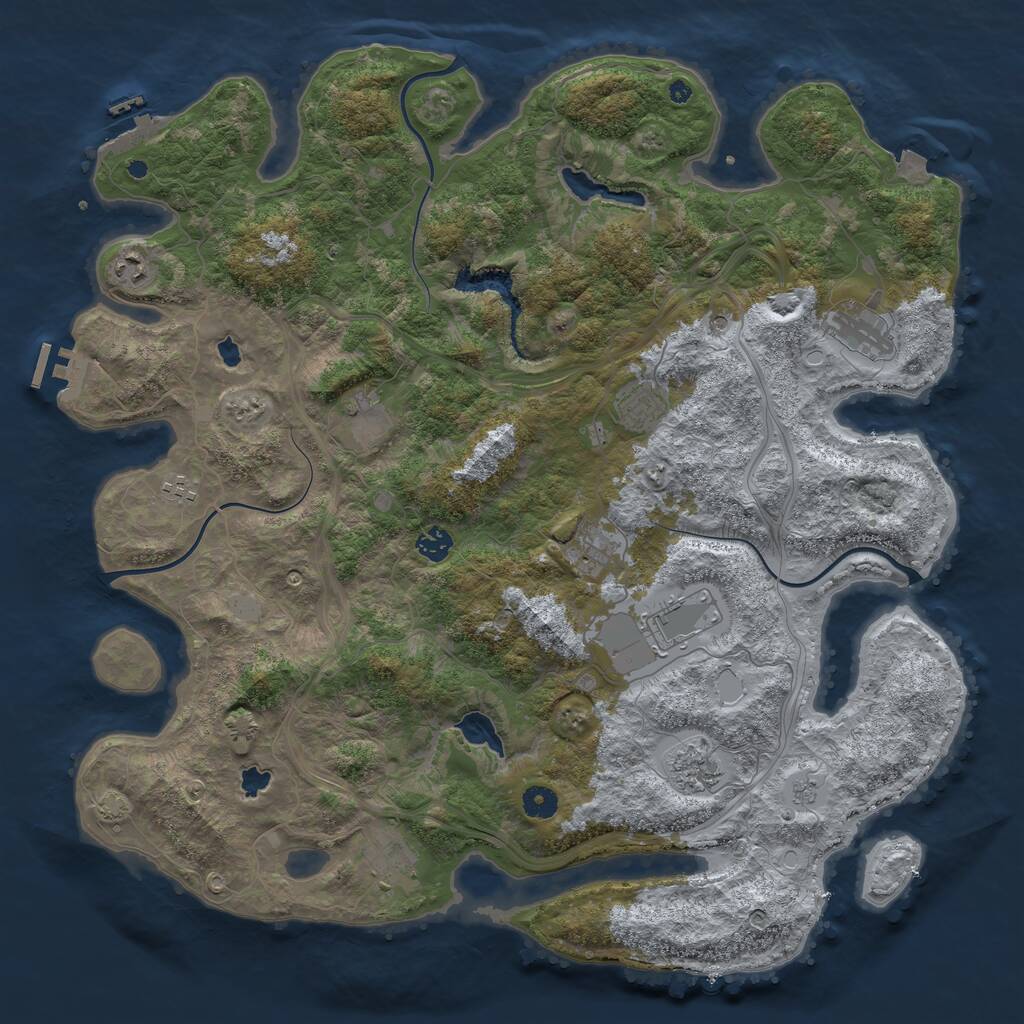 Rust Map: Procedural Map, Size: 4500, Seed: 826975107, 16 Monuments