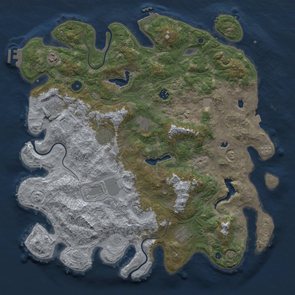 Rust Map: Procedural Map, Size: 4500, Seed: 1961049178, 15 Monuments