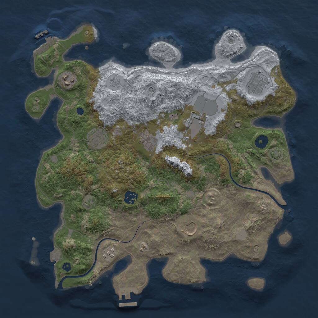 Rust Map: Procedural Map, Size: 3600, Seed: 592702, 14 Monuments
