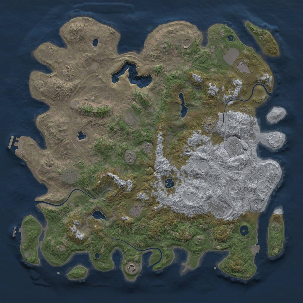 Rust Map: Procedural Map, Size: 4800, Seed: 1213164378, 17 Monuments