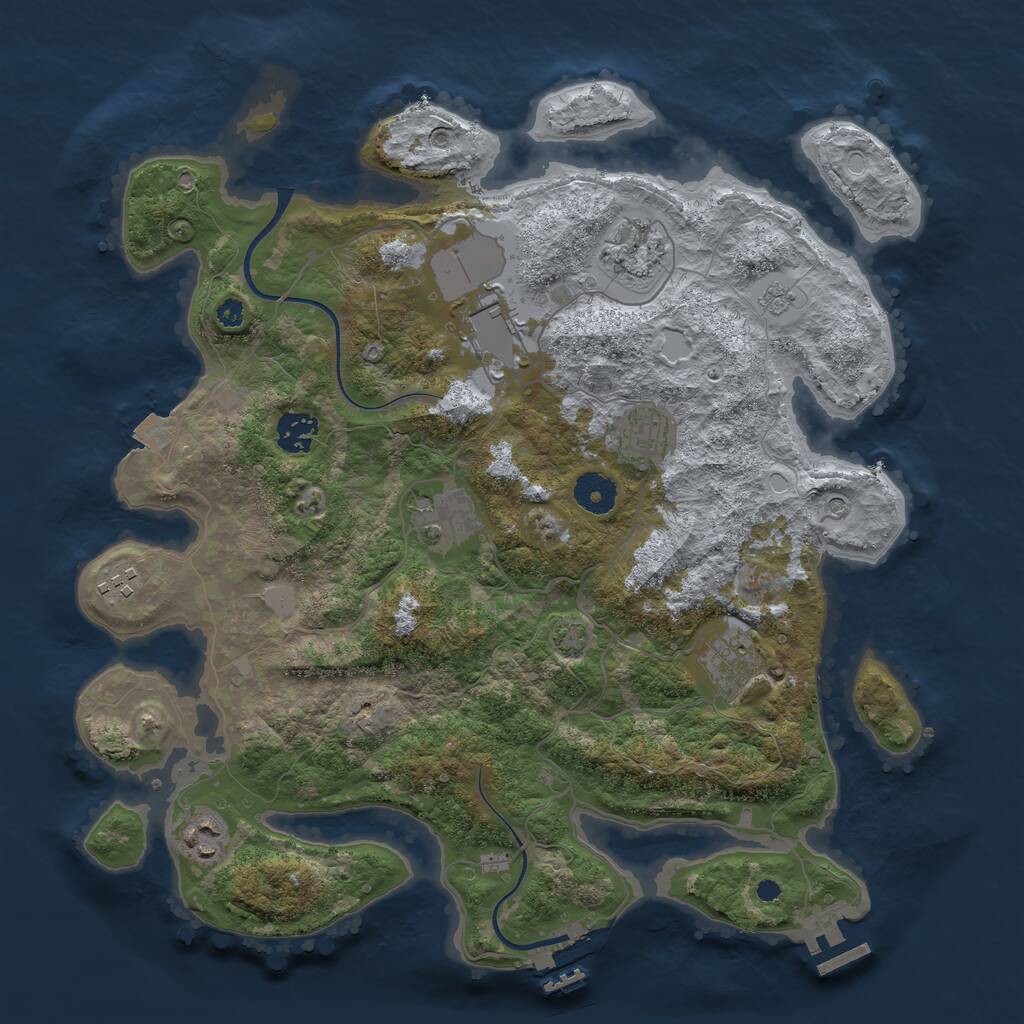 Rust Map: Procedural Map, Size: 3700, Seed: 1276037790, 14 Monuments