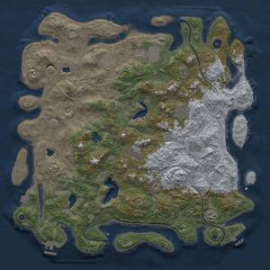 Thumbnail Rust Map: Procedural Map, Size: 4500, Seed: 98572275, 16 Monuments