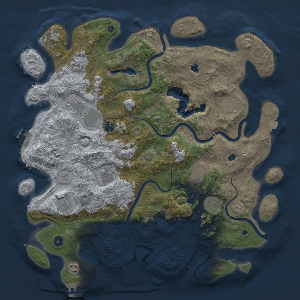 Rust Map: Procedural Map, Size: 4500, Seed: 1842924300, 16 Monuments