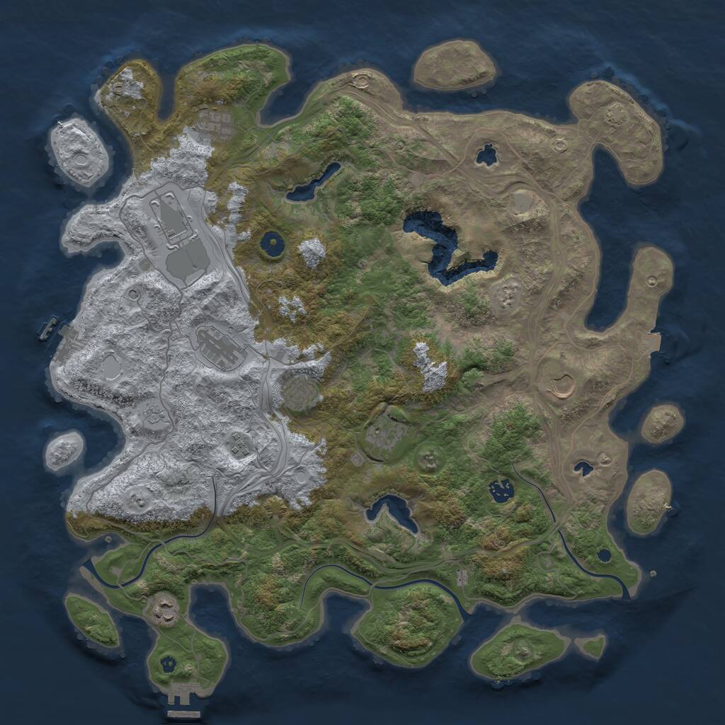 Rust Map: Procedural Map, Size: 4500, Seed: 1842924300, 15 Monuments
