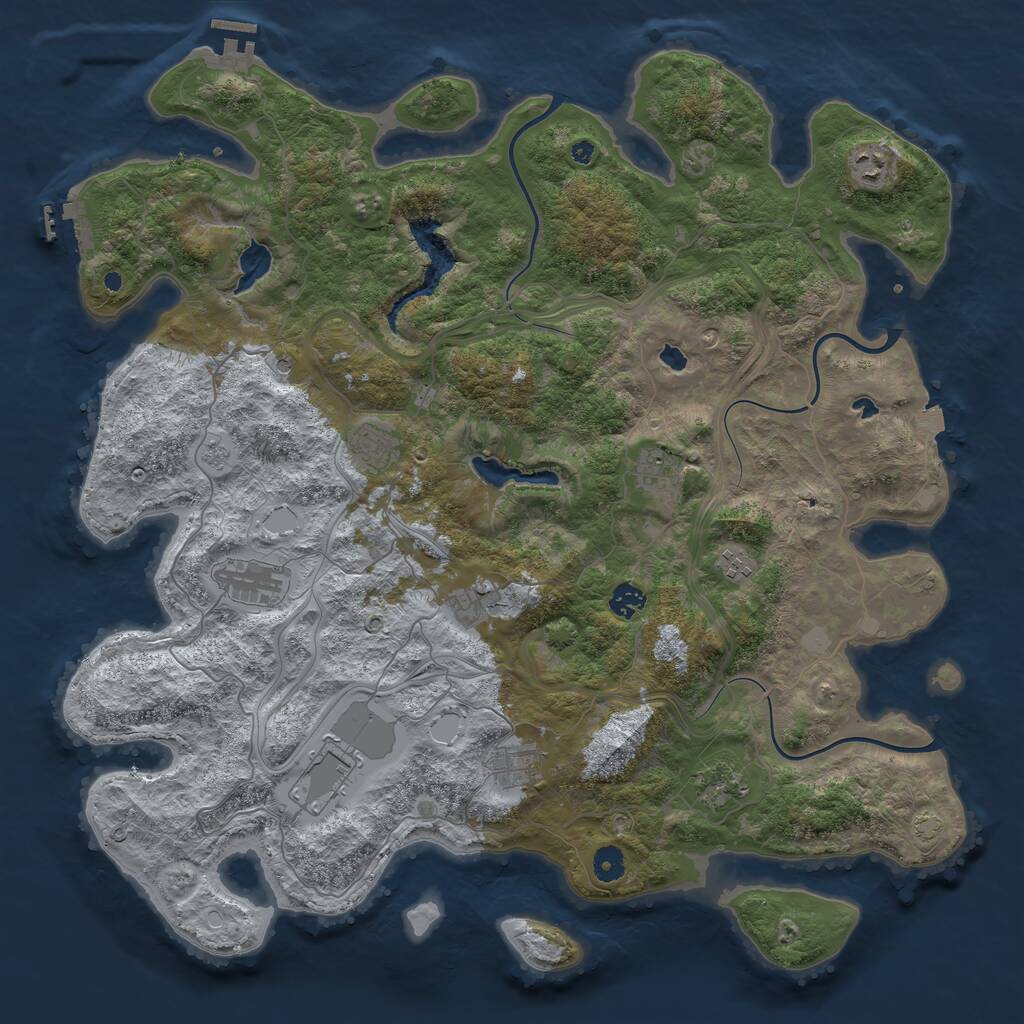 Rust Map: Procedural Map, Size: 4500, Seed: 2115543413, 16 Monuments