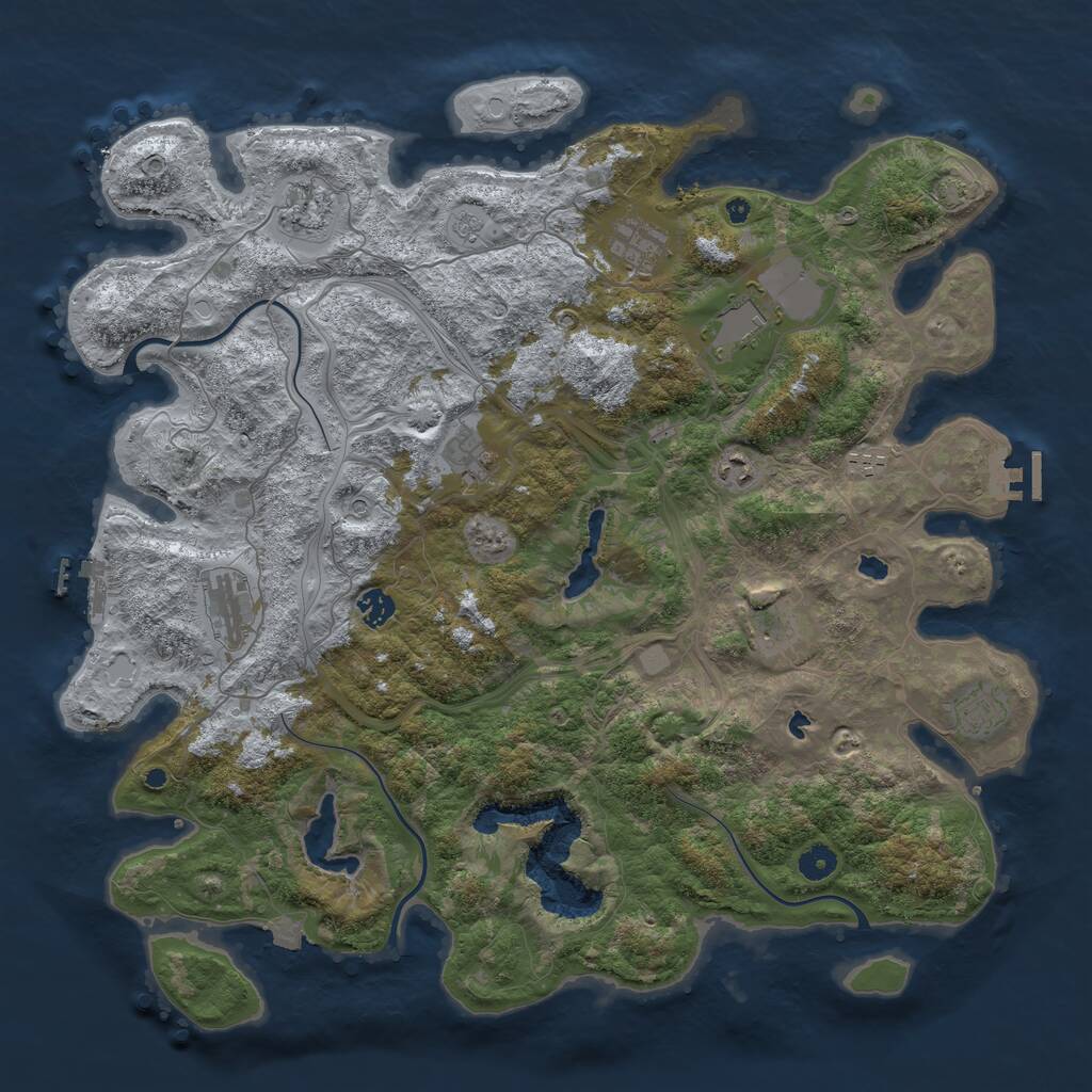 Rust Map: Procedural Map, Size: 4500, Seed: 462127030, 16 Monuments