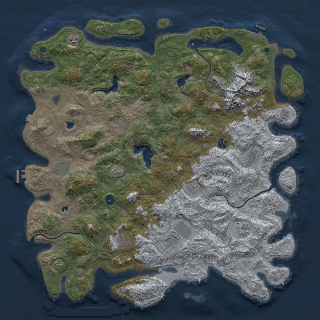 Rust Map: Procedural Map, Size: 5000, Seed: 215127698, 16 Monuments
