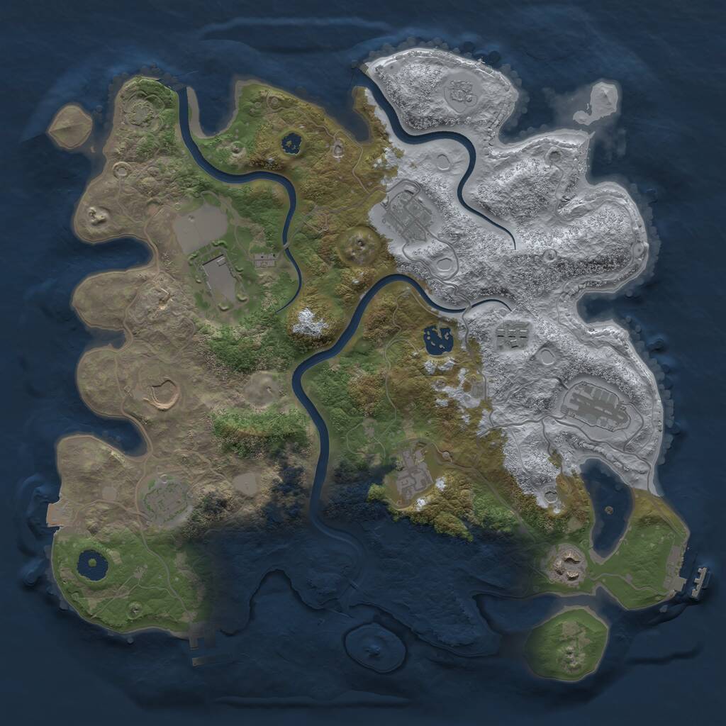 Rust Map: Procedural Map, Size: 3600, Seed: 847392, 15 Monuments