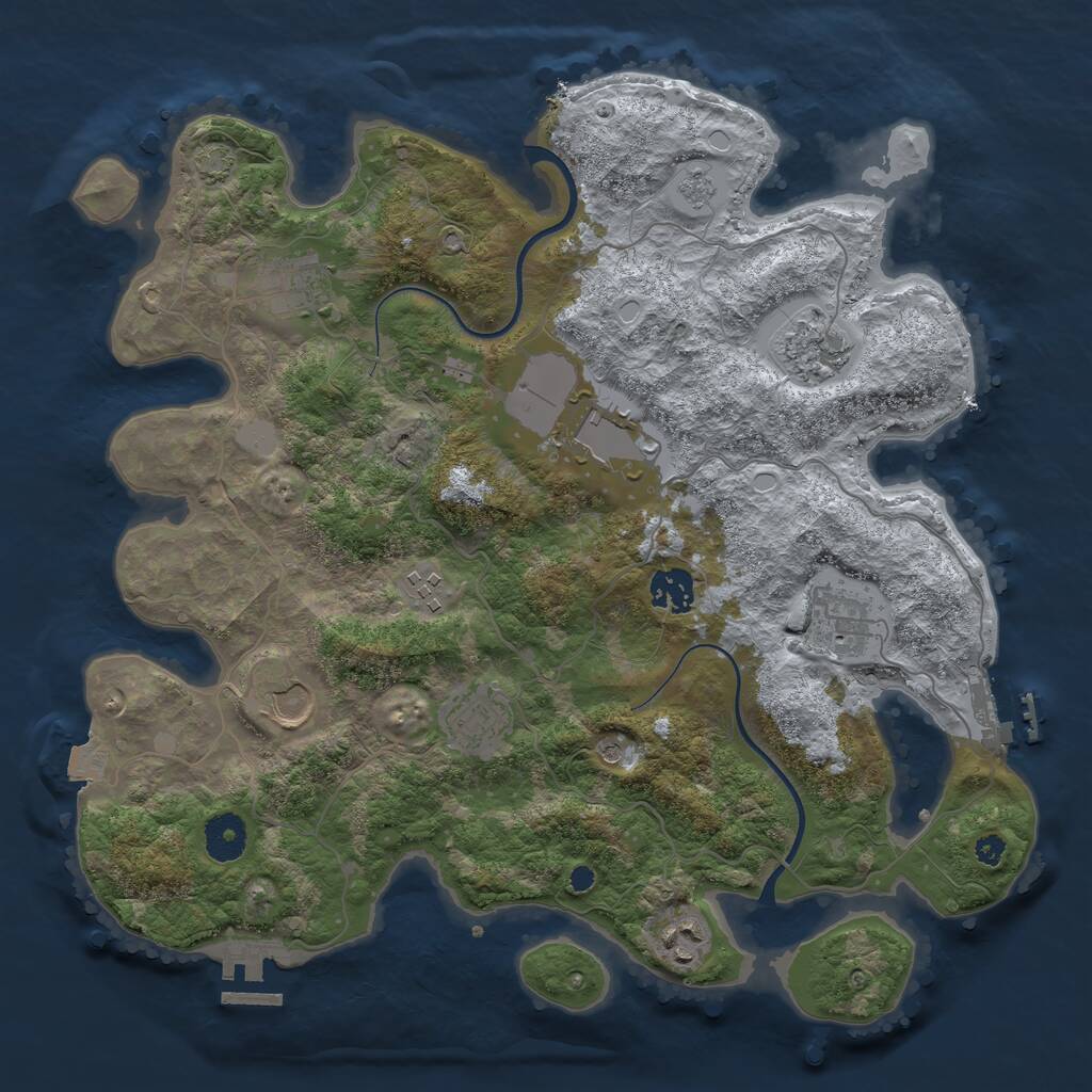 Rust Map: Procedural Map, Size: 3600, Seed: 847392, 15 Monuments