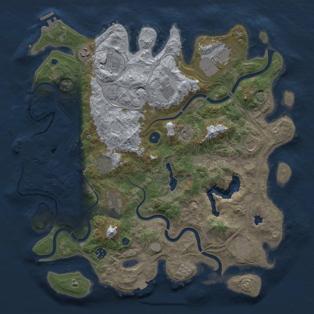 Rust Map: Procedural Map, Size: 4300, Seed: 23041636, 16 Monuments
