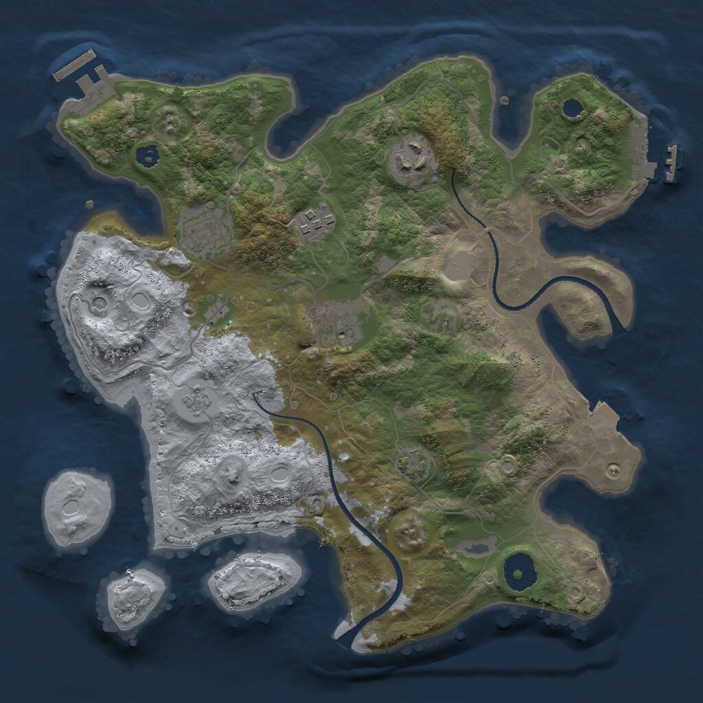 Rust Map: Procedural Map, Size: 3000, Seed: 49981, 10 Monuments