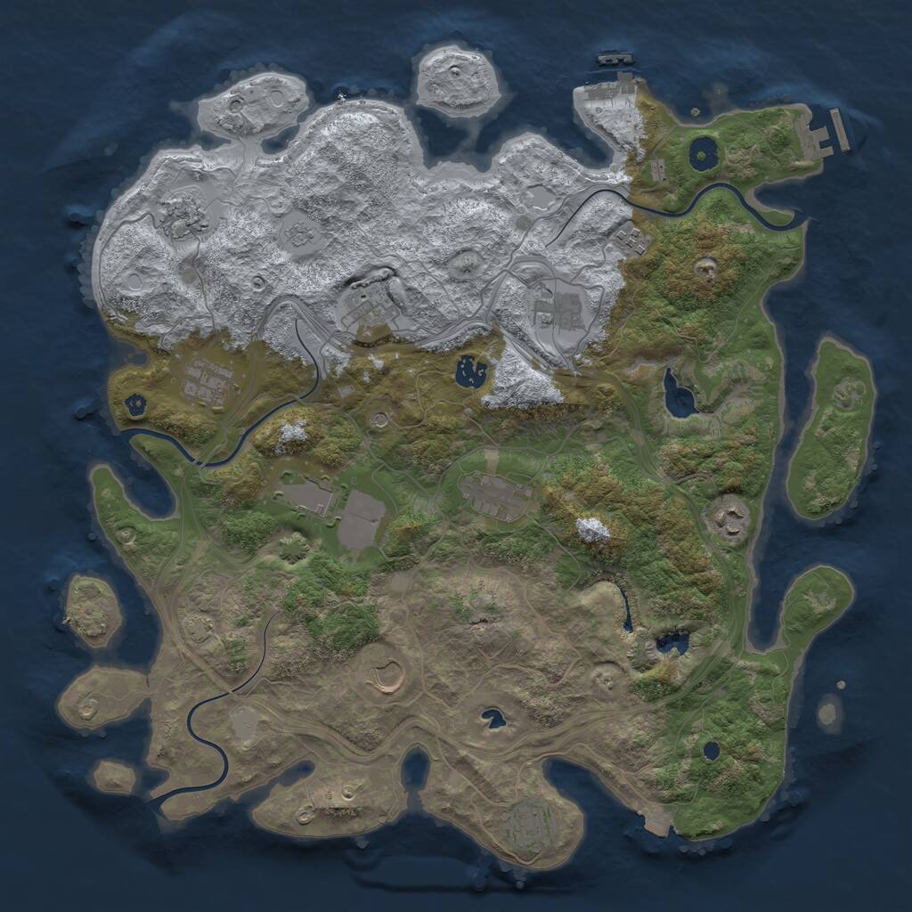 Rust Map: Procedural Map, Size: 4250, Seed: 1283890048, 17 Monuments