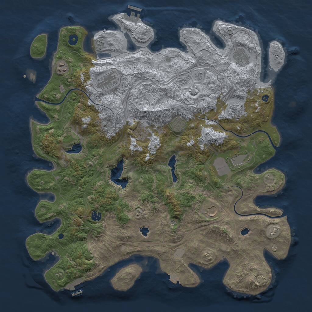 Rust Map: Procedural Map, Size: 4500, Seed: 6006, 16 Monuments