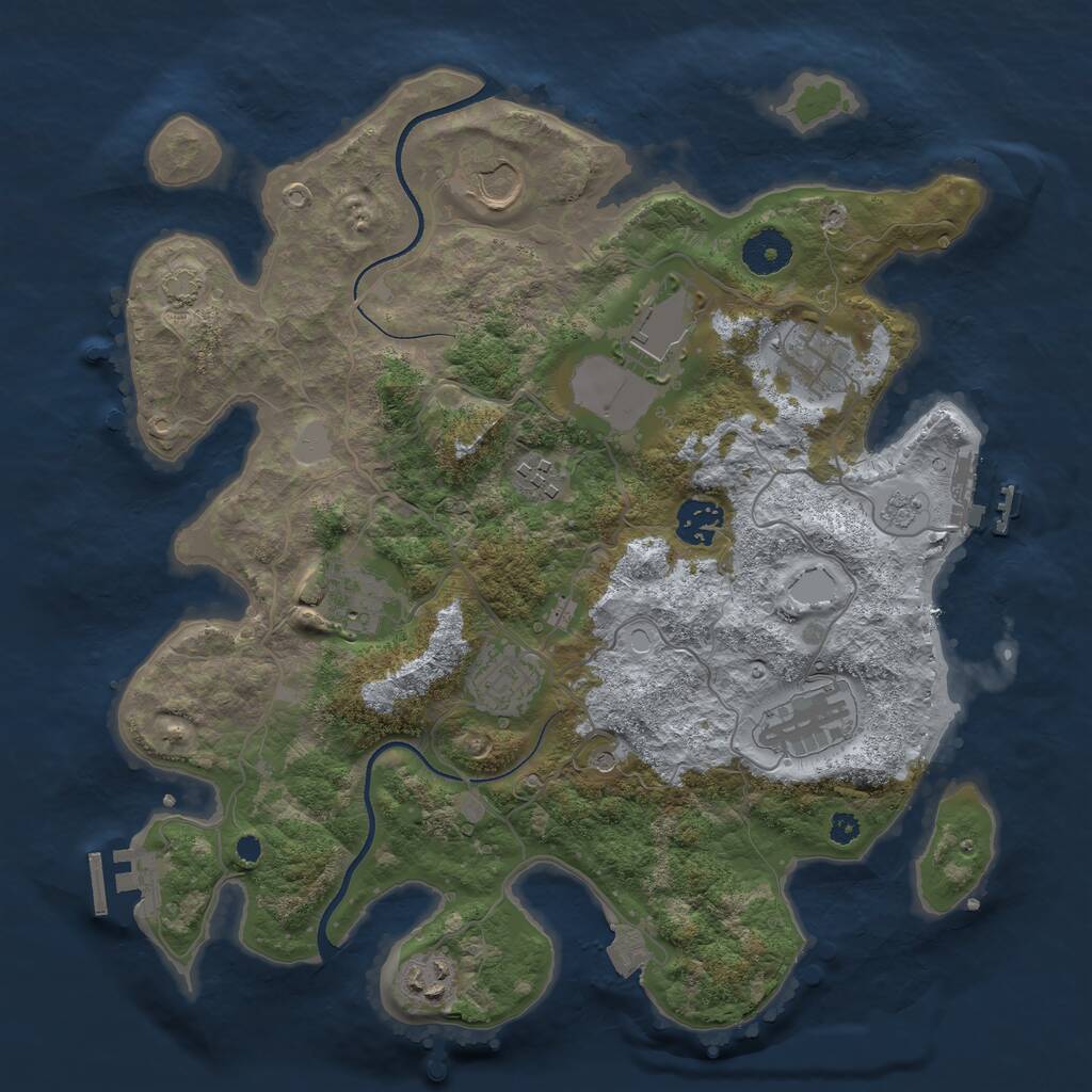 Rust Map: Procedural Map, Size: 3500, Seed: 296369349, 15 Monuments
