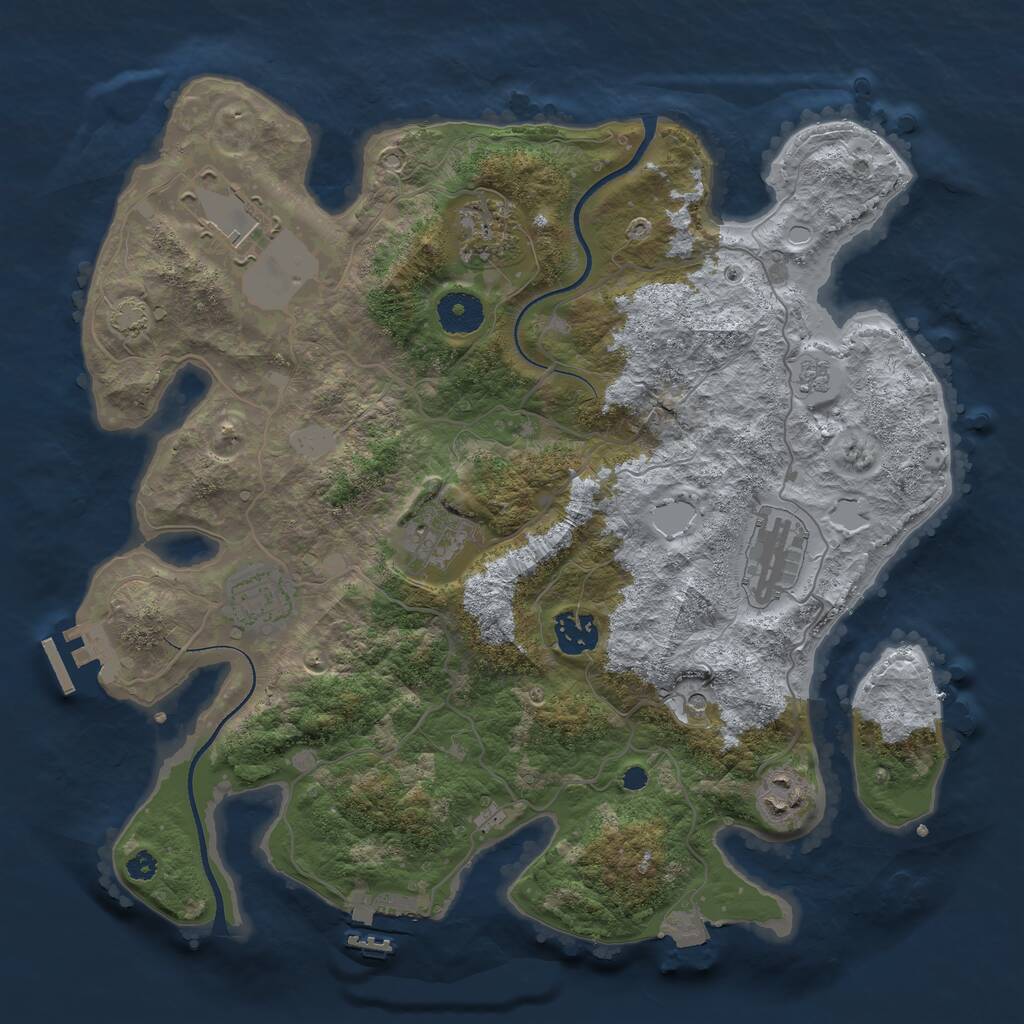 Rust Map: Procedural Map, Size: 3500, Seed: 1104275985, 13 Monuments