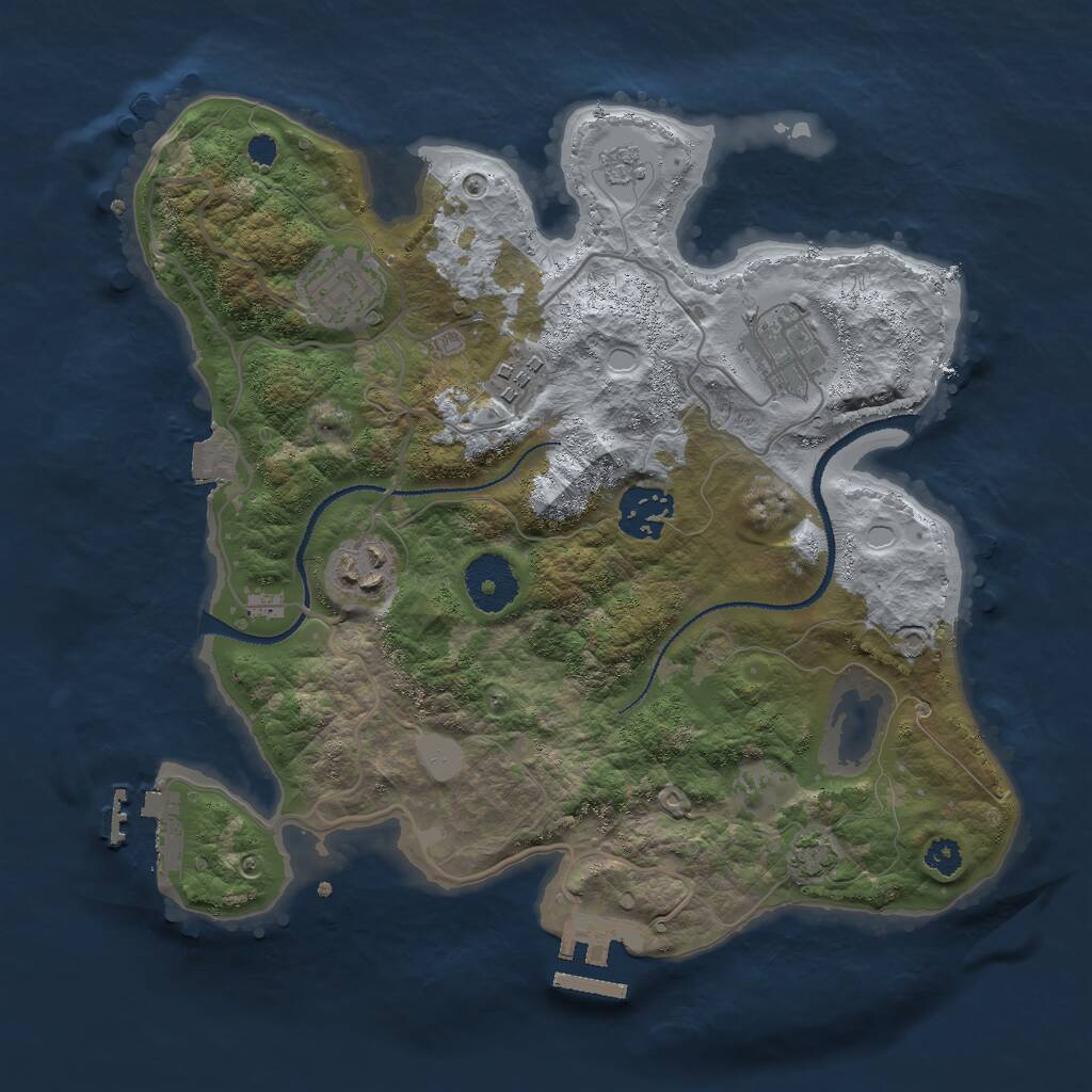 Rust Map: Procedural Map, Size: 3000, Seed: 13957, 10 Monuments